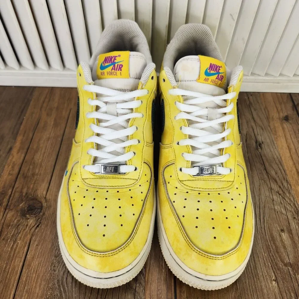 Nike Air Force 1 Peace Love & Basketball Sneakers Mens Sz 9.5 Yellow DC1416-700